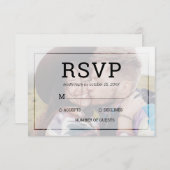 暗モダン色フォトミニマルタイポグラフィ結婚ズ 出欠カード (正面/裏面)