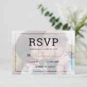 暗モダン色フォトミニマルタイポグラフィ結婚ズ 出欠カード (スタンド正面)