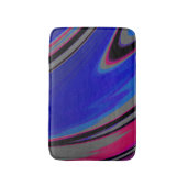 暗モダン色ブルーグレーマゼンタフラクタルスワール バスマット (正面縦)