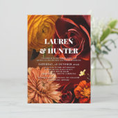暗モダン色ムーディサンセットカラー結婚フローラの請求書 招待状 (スタンド正面)
