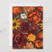 暗モダン色ムーディサンセットカラー結婚フローラの請求書 招待状 (裏面)