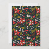 暗モダン色ムーディブルー赤ポインセチア写真 シーズンカード (裏面)