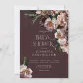 暗モダン色花咲きバーガンディブライダルシャワー 招待状 (正面)