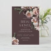 暗モダン色花咲きバーガンディブライダルシャワー 招待状 (スタンド正面)