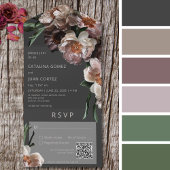 暗モダン色花QRコード オールインワン招待状