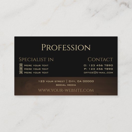 暗モダン褐色の木目木製板クール 名刺 (裏面)