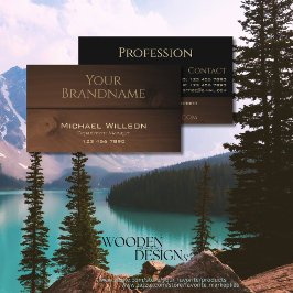 暗モダン褐色の木目木製板クール 名刺