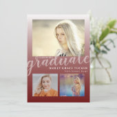 暗モダン赤グラデーション卒業生3-photo卒業 案内状 (スタンド正面)