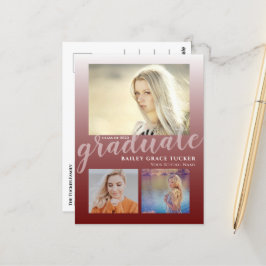 暗モダン赤ブルゴーニュ卒グラデーション業卒業 ポストカード