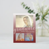 暗モダン赤ブルゴーニュ卒グラデーション業卒業 ポストカード (スタンド正面)