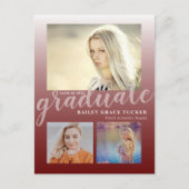 暗モダン赤ブルゴーニュ卒グラデーション業卒業 ポストカード (正面)