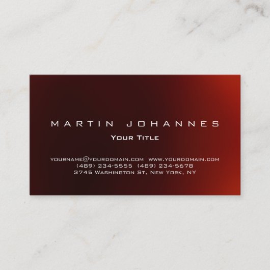 暗ユニーク赤プレーンプロフェッショナル名刺 名刺 (正面)