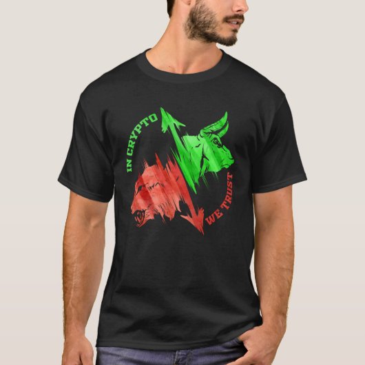 暗号で我々は暗号通貨取引の強気を信頼する Tシャツ (正面)