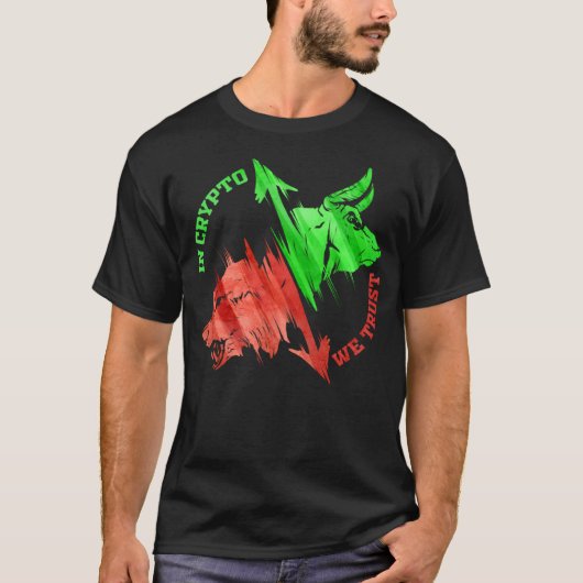 暗号で我々は暗号通貨取引の強気を信頼する Tシャツ (正面)