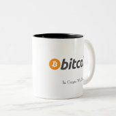 暗号で私達はBitcoinのマグを信頼します ツートーンマグカップ (正面右)