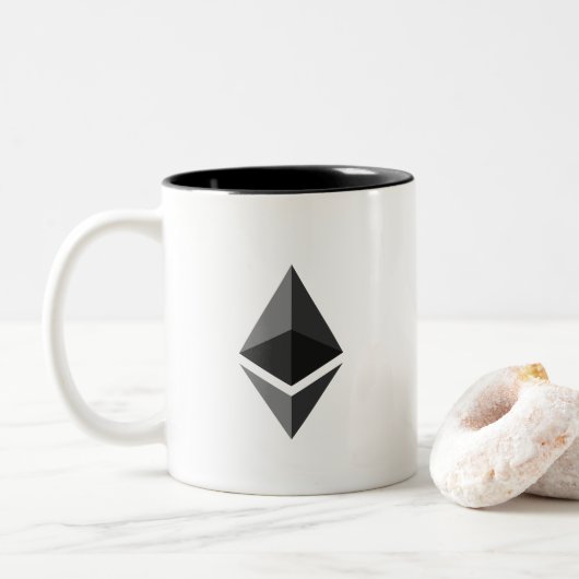 暗号で私達はEthereumのマグを信頼します ツートーンマグカップ (ドーナツ)