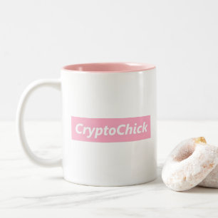 暗号のひよこのCryptocurrencyピンクのBitcoin $のマグ ツートーンマグカップ