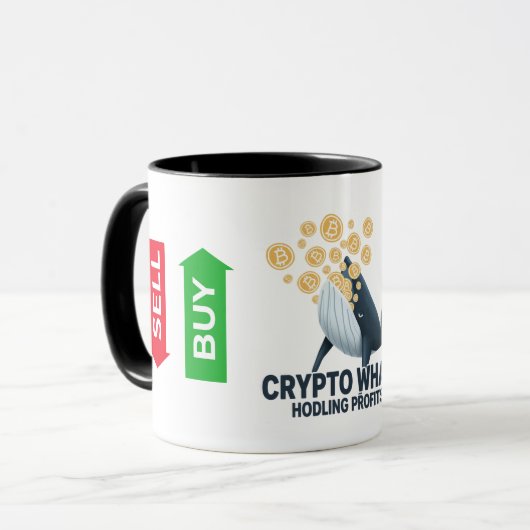 暗号クジラ ビットコイン 買い売り トレーディング コーヒーマグ マグカップ (正面左)