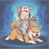 暗号ベビーと犬 シール (正面)