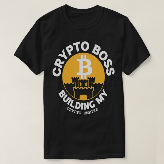 暗号ボス建物マイ暗号帝国ビットコイン塊 Tシャツ (デザイン正面)