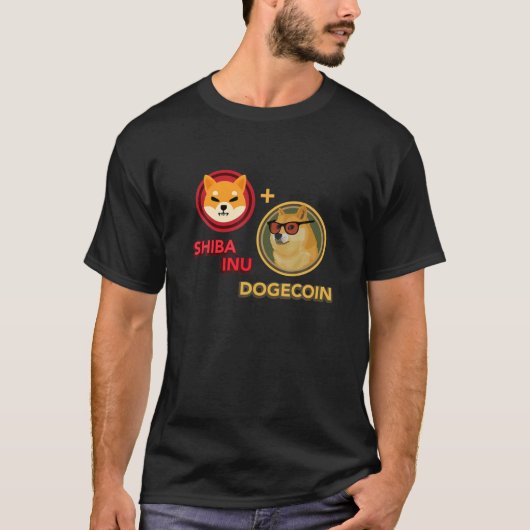 暗号ミーム柴犬DOGECOIN HODL金持ちになるM Tシャツ (正面)