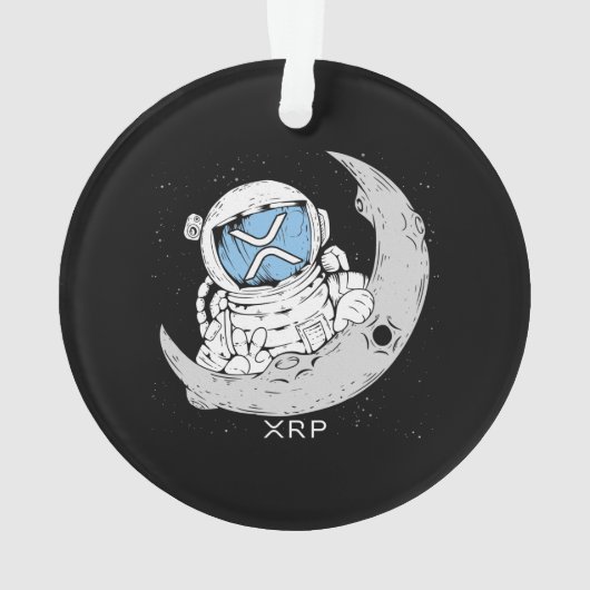 暗号ミームXRP暗号通貨かわいい宇宙飛行士ムーン オーナメント (裏面)