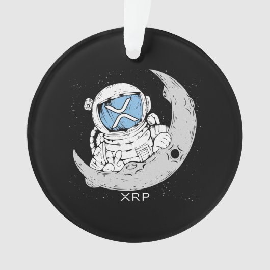 暗号ミームXRP暗号通貨かわいい宇宙飛行士ムーン オーナメント (正面)