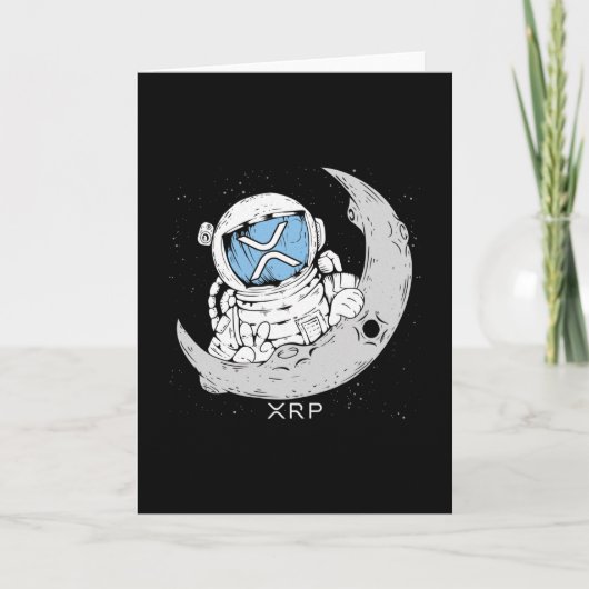 暗号ミームXRP暗号通貨かわいい宇宙飛行士ムーン カード (正面)