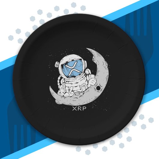 暗号ミームXRP暗号通貨かわいい宇宙飛行士ムーン ペーパープレート