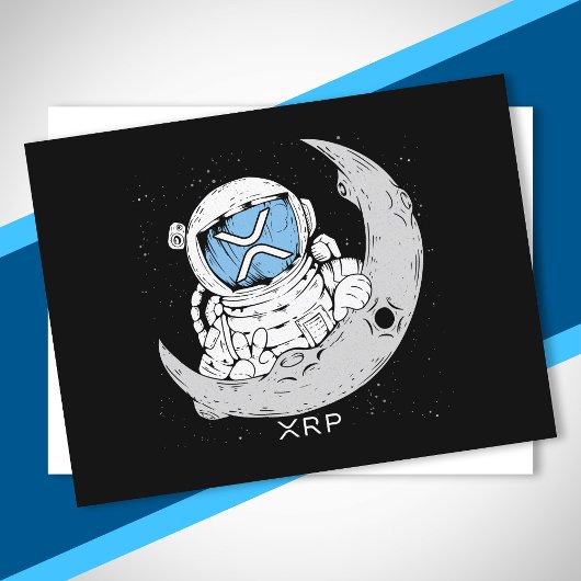 暗号ミームXRP暗号通貨かわいい宇宙飛行士ムーン ポストカード