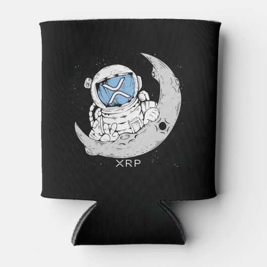 暗号ミームXRP暗号通貨かわいい宇宙飛行士ムーン 缶クーラー (正面)