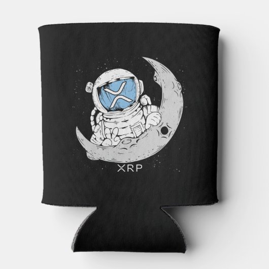 暗号ミームXRP暗号通貨かわいい宇宙飛行士ムーン 缶クーラー (裏面)