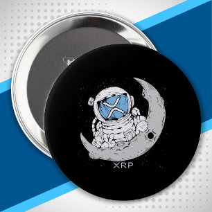 暗号ミームXRP暗号通貨かわいい宇宙飛行士ムーン 缶バッジ