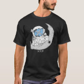 暗号ミームXRP暗号通貨かわいい宇宙飛行士ムーン Tシャツ (正面)