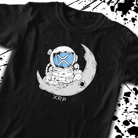 暗号ミームXRP暗号通貨かわいい宇宙飛行士ムーン Tシャツ