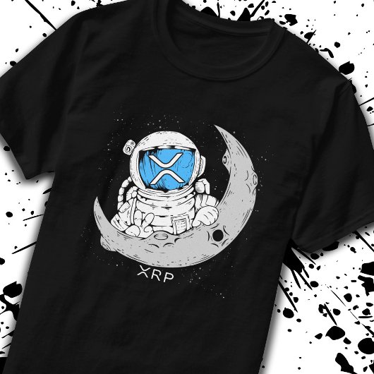 暗号ミームXRP暗号通貨かわいい宇宙飛行士ムーン Tシャツ