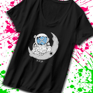 暗号ミームXRP暗号通貨かわいい宇宙飛行士ムーン Tシャツ