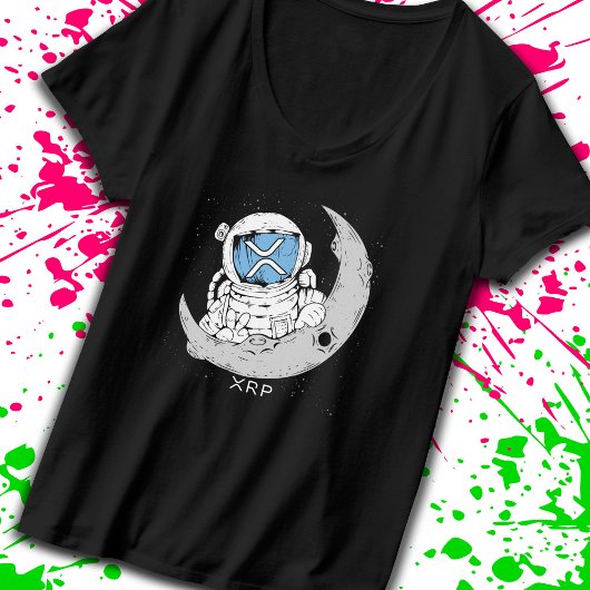 暗号ミームXRP暗号通貨かわいい宇宙飛行士ムーン Tシャツ
