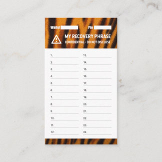 暗号財布タイガー回復シードフレーズ24 名刺