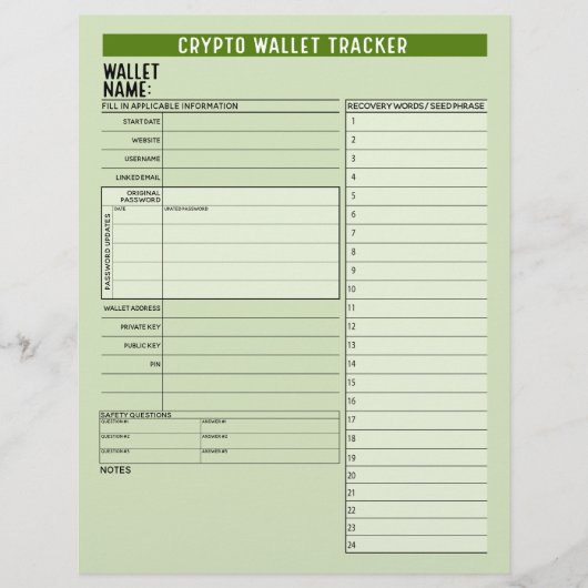 暗号財布パスワードキーパー回復シードフレーズ チラシ (正面)