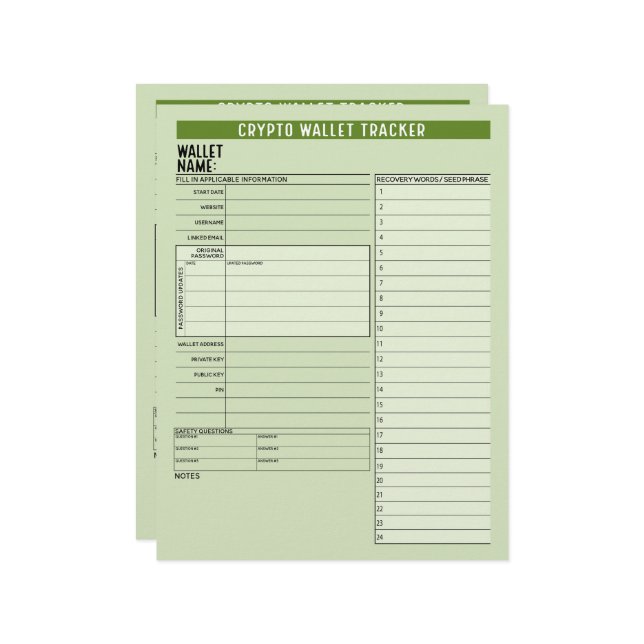 暗号財布パスワードキーパー回復シードフレーズ レターヘッド (正面/裏面インサイチュ)
