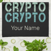 暗号通貨の暗号レトロレタリングデザイン キッチンタオル (折り畳み)