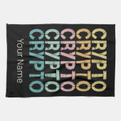 暗号通貨の暗号レトロレタリングデザイン キッチンタオル (横)