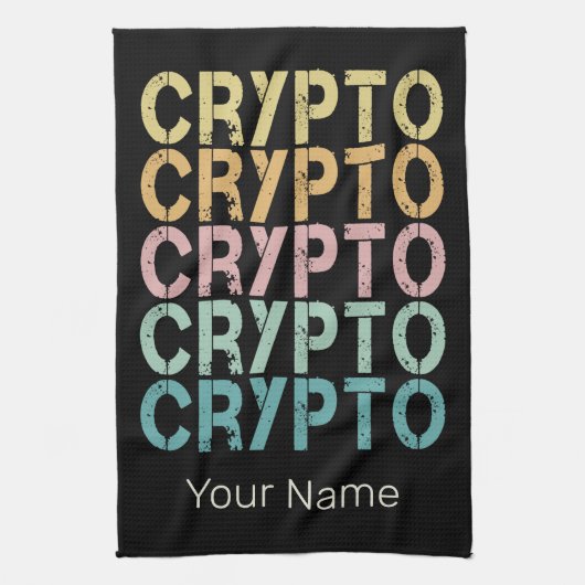 暗号通貨の暗号レトロレタリングデザイン キッチンタオル (縦)