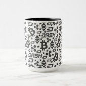 暗号通貨の白黒パターン マグカップ (中央)