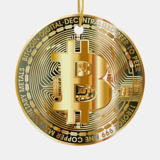 暗号通貨への旅シック: Bitcoin Elegance セラミックオーナメント (正面)