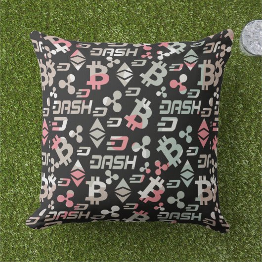 暗号通貨カラフルマネーパターン アウトドアクッション (芝生)