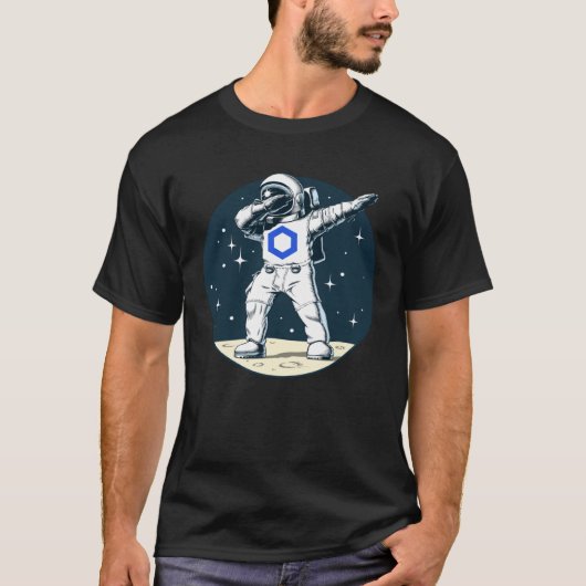 暗号通貨トークおもしろいチェーンリンクダビング宇宙M Tシャツ (正面)
