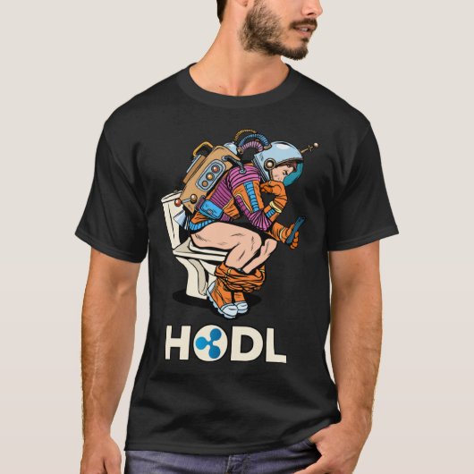 暗号通貨トークリップルXRP HODL宇宙マンT Tシャツ (正面)