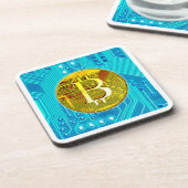 暗号通貨ビットコインおよび回路基板 コースター (左側)